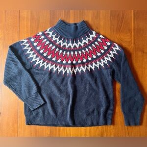 J Crew Navy Blue Patterned Sweater